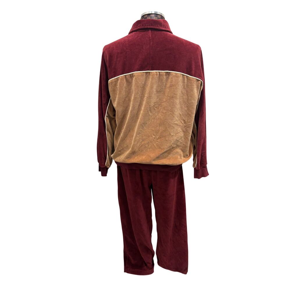 Vtg John Blair Mens Velour Track Suit Size XLG 2-Pc Jacket Pants Red Brown - Picture 15 of 15